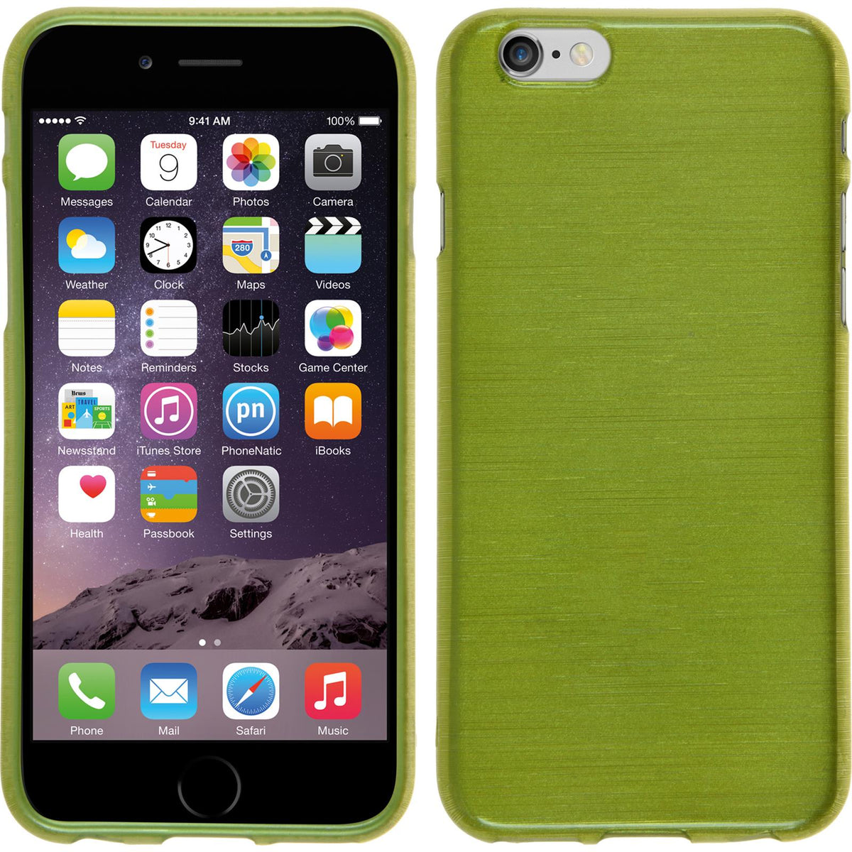 PhoneNatic Case kompatibel mit Apple iPhone 6s / 6 - pastellgrün Silikon Hülle brushed + 2 Schutzfolien