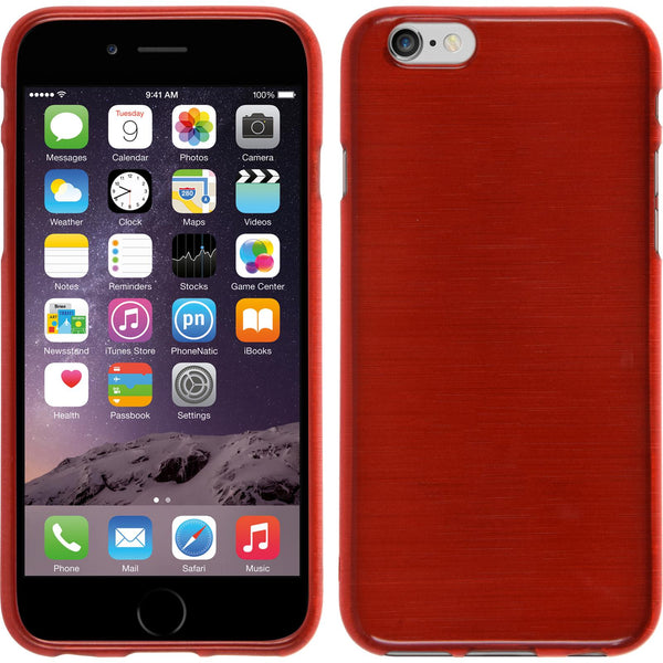 PhoneNatic Case kompatibel mit Apple iPhone 6s / 6 - rot Silikon Hülle brushed + 2 Schutzfolien