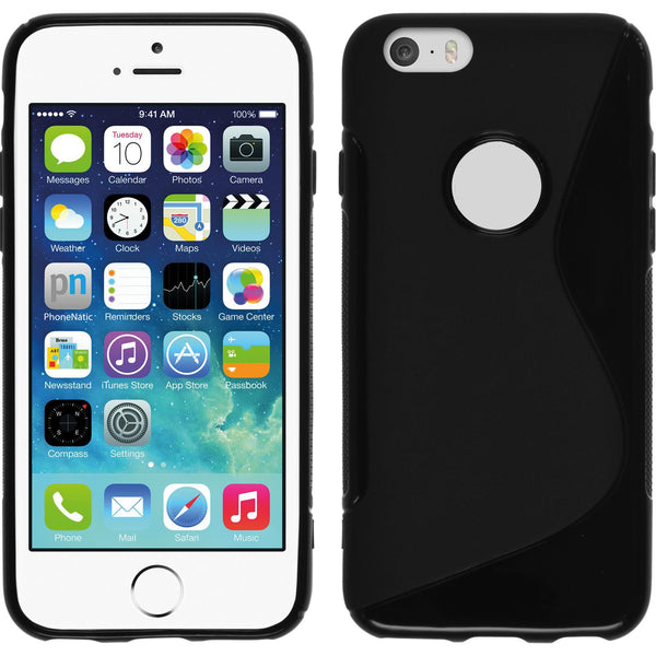 PhoneNatic Case kompatibel mit Apple iPhone 6s / 6 - schwarz Silikon Hülle S-Style + 2 Schutzfolien