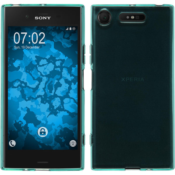 PhoneNatic Case kompatibel mit Sony Xperia XZ1 - türkis Silikon Hülle transparent Cover