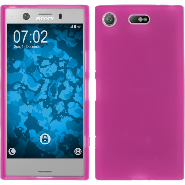 PhoneNatic Case kompatibel mit Sony Xperia XZ1 Compact - pink Silikon Hülle matt Cover