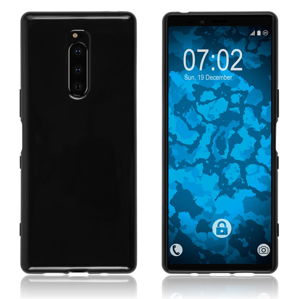 PhoneNatic Case kompatibel mit Sony Xperia 1 - schwarz Silikon Hülle transparent Cover