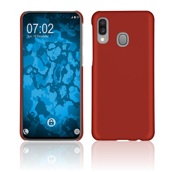 PhoneNatic Case kompatibel mit Samsung Galaxy A40 - rot Silikon Hülle gummiert + 2 Schutzfolien
