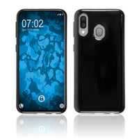 PhoneNatic Case kompatibel mit Samsung Galaxy A40 - schwarz Silikon Hülle transparent + 2 Schutzfolien