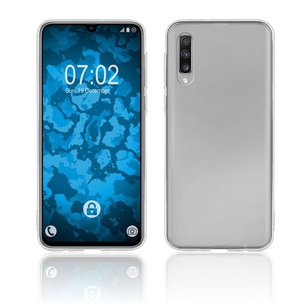 PhoneNatic Case kompatibel mit Samsung Galaxy A70 - Crystal Clear Silikon Hülle transparent + 2 Schutzfolien