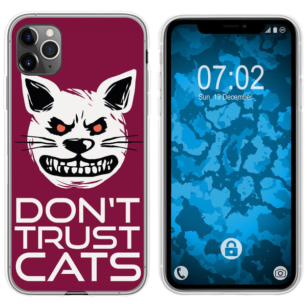 iPhone 11 Pro Max Silikon-Hülle Crazy Animals Katze M1 Case
