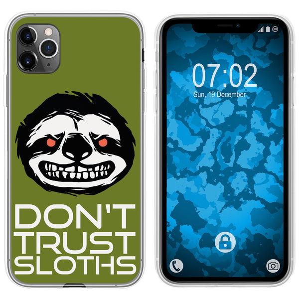 iPhone 11 Pro Silikon-Hülle Crazy Animals Faultier M3 Case