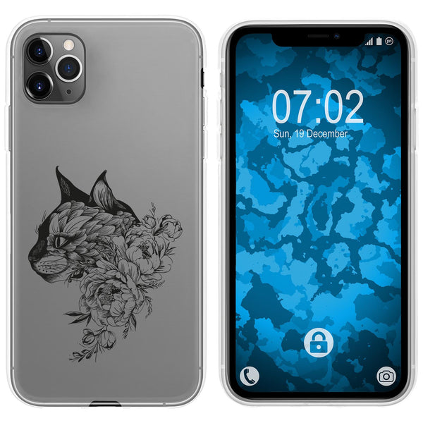 iPhone 11 Pro Silikon-Hülle Floral Katze M2-1 Case