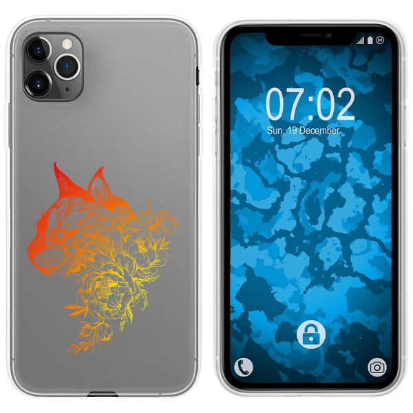 iPhone 11 Pro Silikon-Hülle Floral Katze M2-2 Case