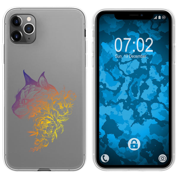 iPhone 11 Pro Silikon-Hülle Floral Katze M2-3 Case