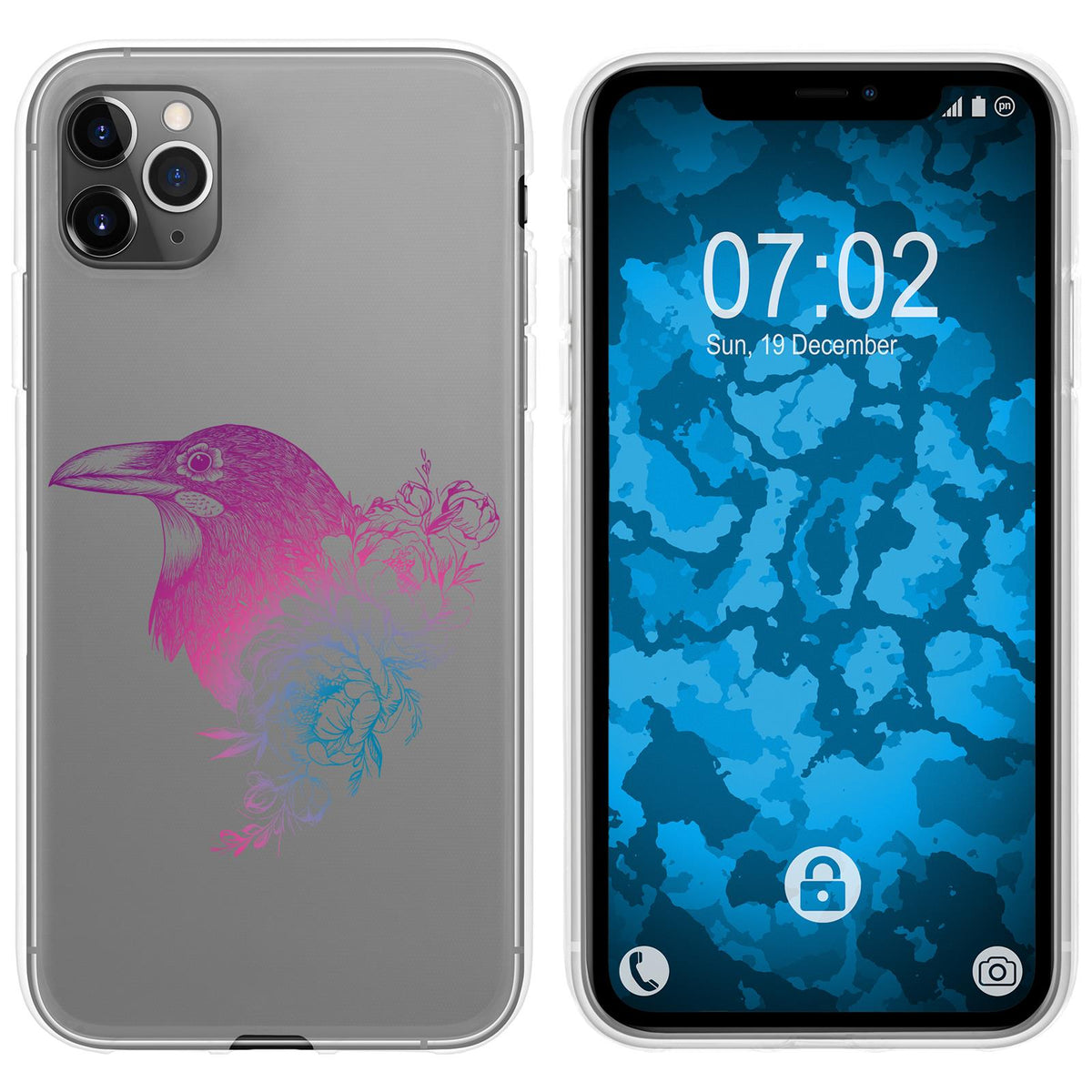 iPhone 11 Pro Max Silikon-Hülle Floral Rabe M4-6 Case