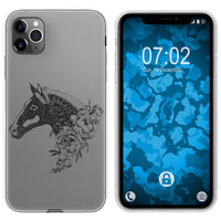 iPhone 11 Pro Silikon-Hülle Floral Pferd M5-1 Case