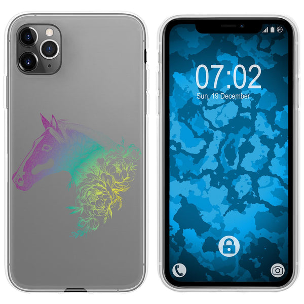 iPhone 11 Pro Silikon-Hülle Floral Pferd M5-4 Case