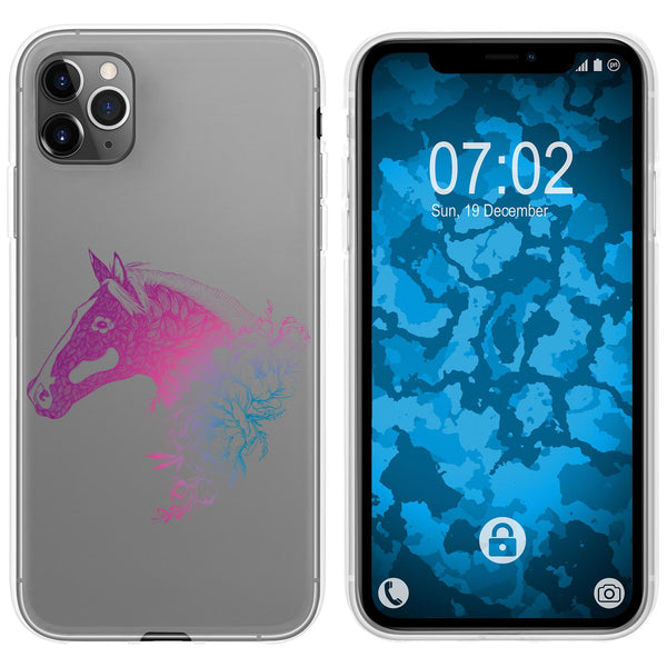 iPhone 11 Pro Silikon-Hülle Floral Pferd M5-6 Case