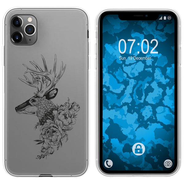 iPhone 11 Pro Max Silikon-Hülle Floral Hirsch M7-1 Case
