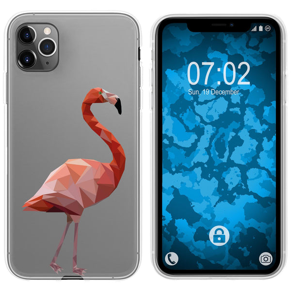 iPhone 11 Pro Max Silikon-Hülle Vektor Tiere Flamingo M2 Cas