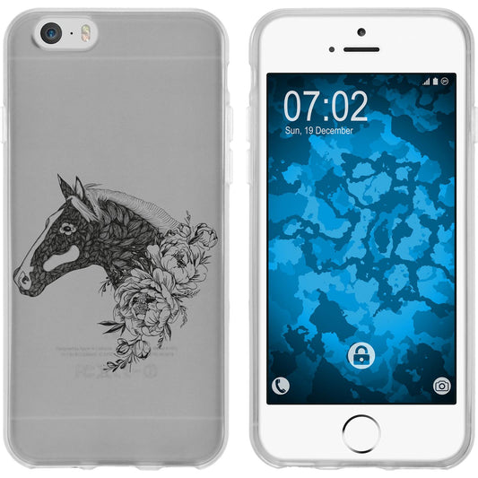 iPhone 6 Plus / 6s Plus Silikon-Hülle Floral Pferd M5-1 Case