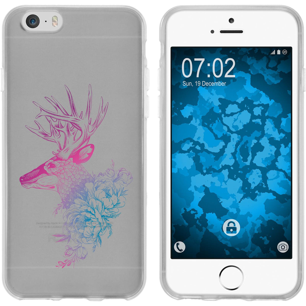 iPhone 6 Plus / 6s Plus Silikon-Hülle Floral Hirsch M7-6 Cas