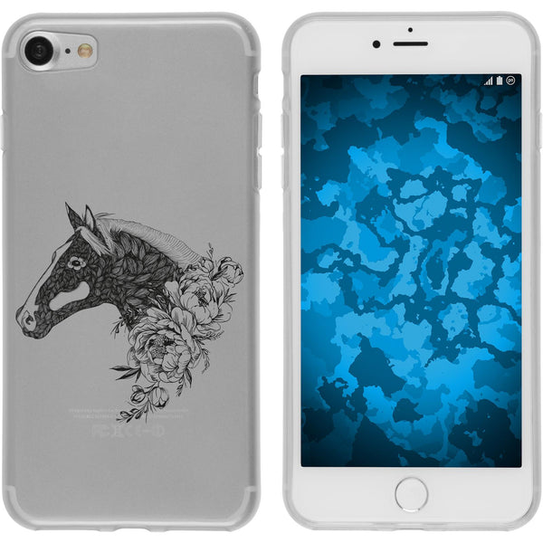 iPhone 7 / 8 / SE 2020 Silikon-Hülle Floral Pferd M5-1 Case