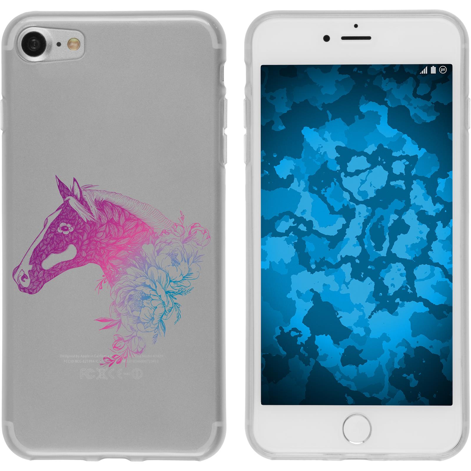 iPhone 8 Silikon-Hülle Floral Pferd M5-6 Case