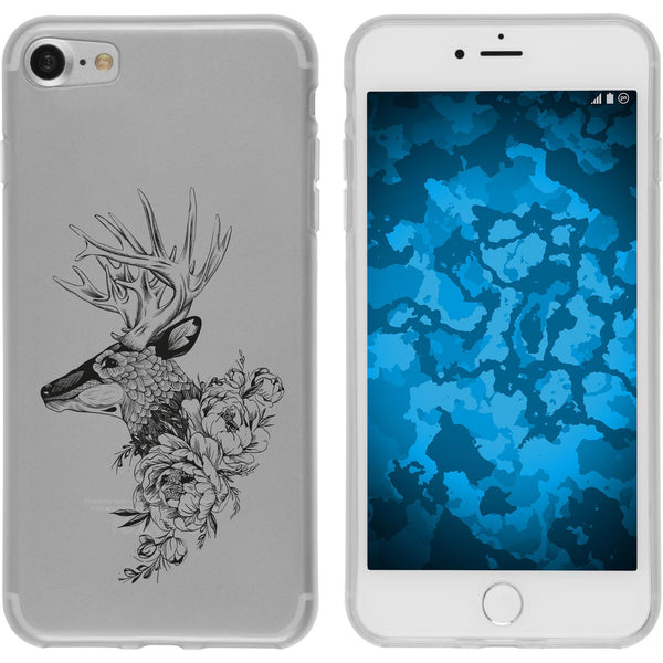 iPhone 7 / 8 / SE 2020 Silikon-Hülle Floral Hirsch M7-1 Case