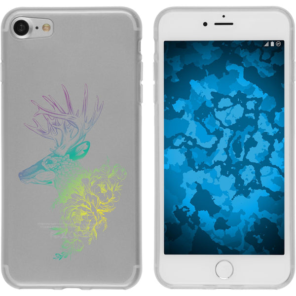 iPhone 7 / 8 / SE 2020 Silikon-Hülle Floral Hirsch M7-4 Case