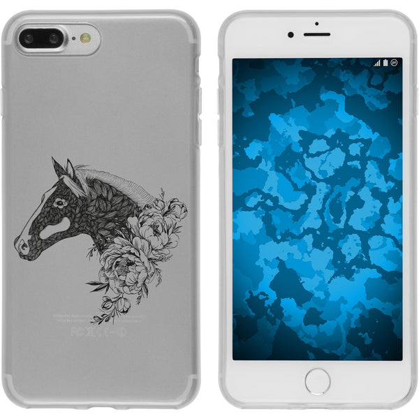 iPhone 8 Plus Silikon-Hülle Floral Pferd M5-1 Case
