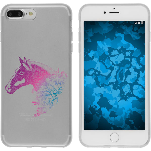 iPhone 8 Plus Silikon-Hülle Floral Pferd M5-6 Case