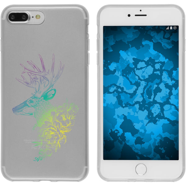 iPhone 7 Plus / 8 Plus Silikon-Hülle Floral Hirsch M7-4 Case
