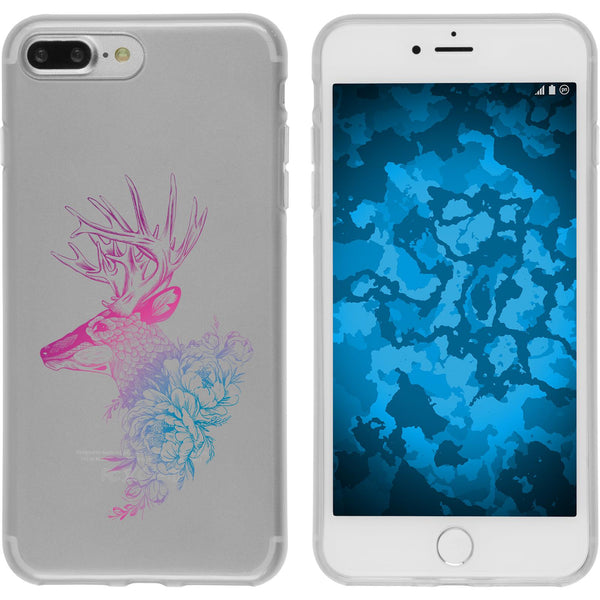iPhone 7 Plus / 8 Plus Silikon-Hülle Floral Hirsch M7-6 Case
