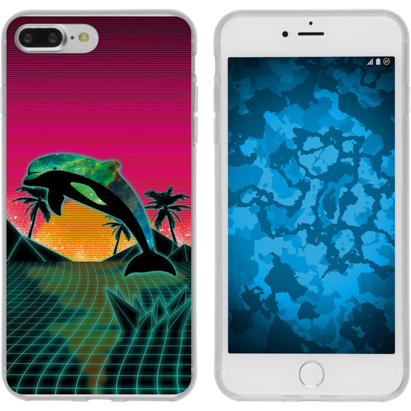 iPhone 7 Plus / 8 Plus Silikon-Hülle Retro Wave Delphin M1 C