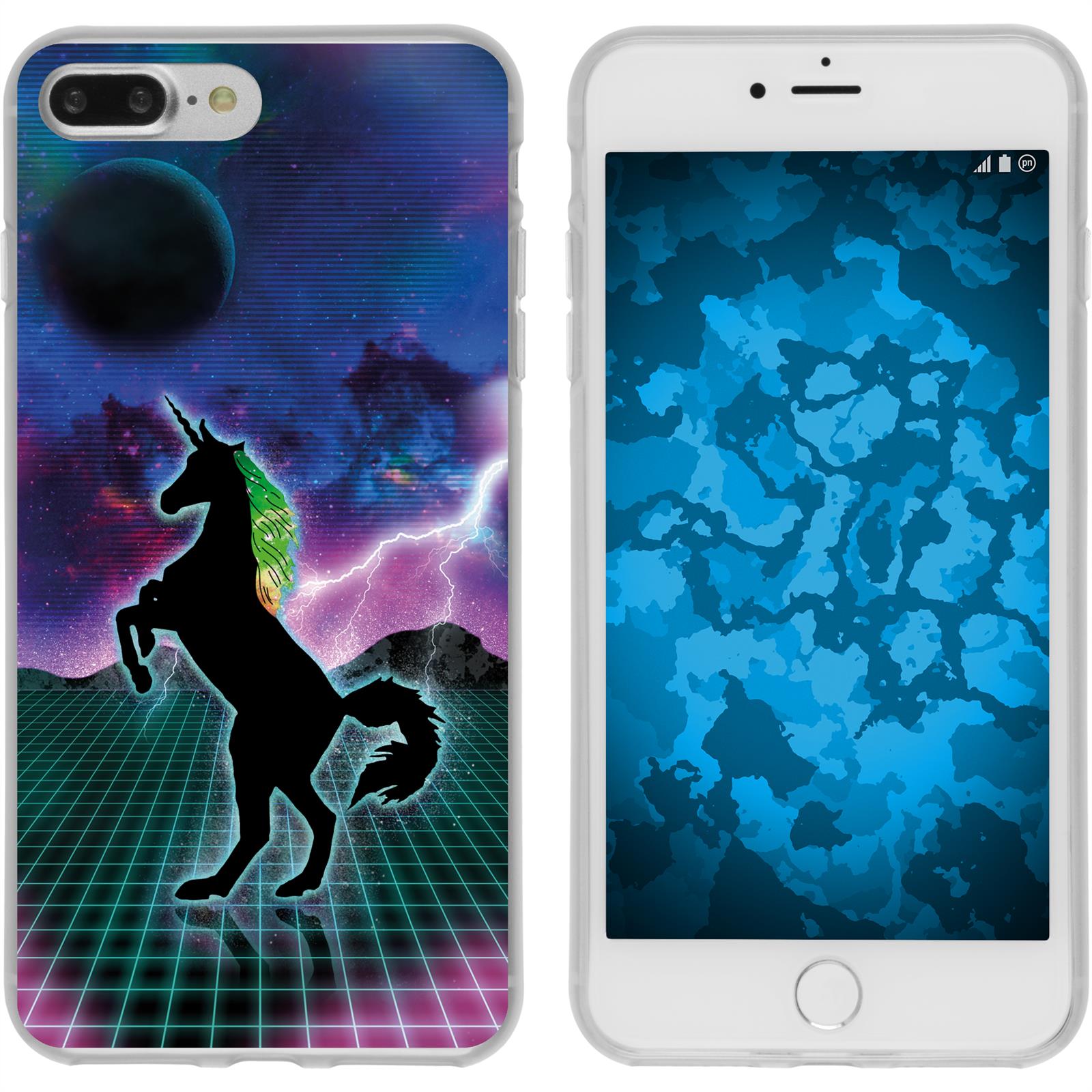 iPhone 7 Plus / 8 Plus Silikon-Hülle Retro Wave Einhorn M2 C