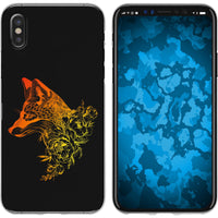 iPhone X / XS Silikon-Hülle Floral Fuchs M1-2 Case