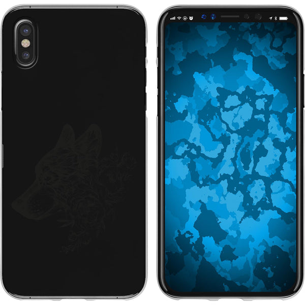 iPhone X / XS Silikon-Hülle Floral Wolf M3-1 Case