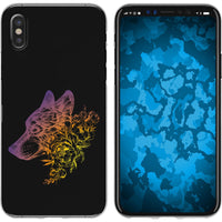 iPhone X / XS Silikon-Hülle Floral Wolf M3-3 Case