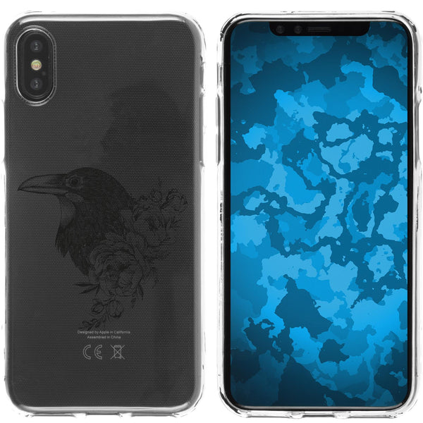 iPhone X / XS Silikon-Hülle Floral Rabe M4-1 Case