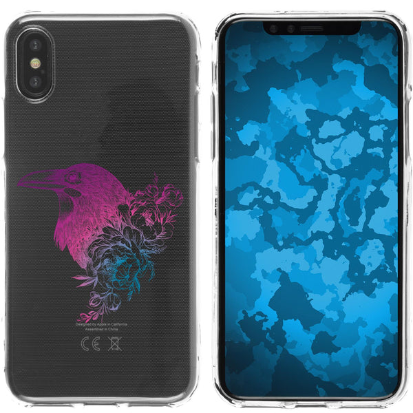 iPhone X / XS Silikon-Hülle Floral Rabe M4-6 Case