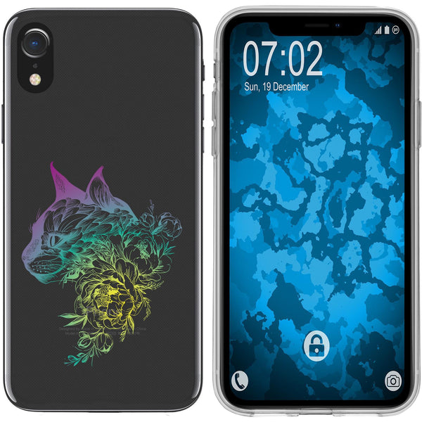 iPhone Xr Silikon-Hülle Floral Katze M2-4 Case