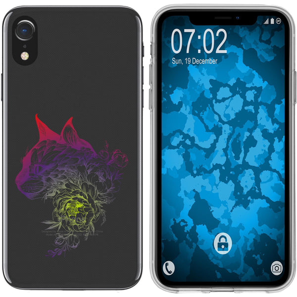 iPhone Xr Silikon-Hülle Floral Katze M2-5 Case