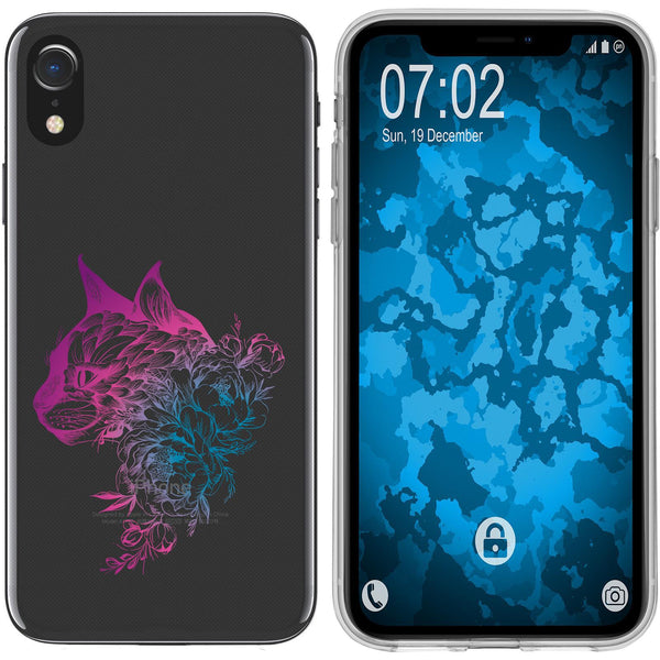 iPhone Xr Silikon-Hülle Floral Katze M2-6 Case