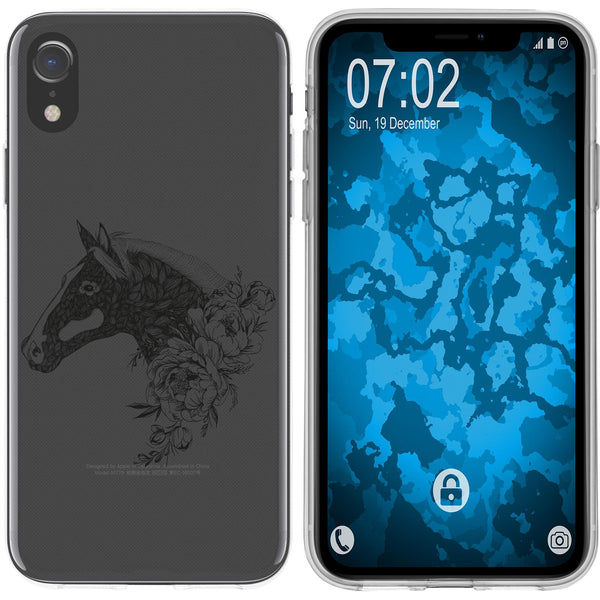 iPhone Xr Silikon-Hülle Floral Pferd M5-1 Case