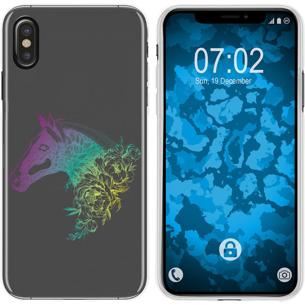 iPhone Xs Max Silikon-Hülle Floral Pferd M5-4 Case