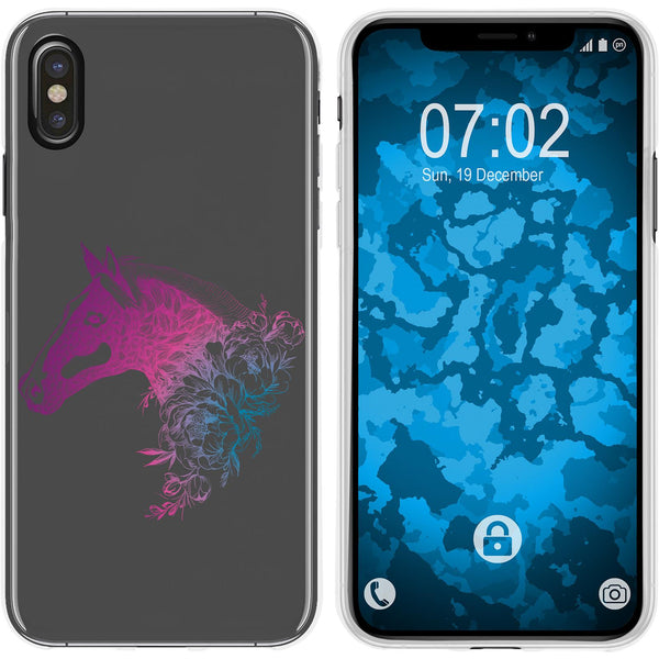 iPhone Xs Max Silikon-Hülle Floral Pferd M5-6 Case