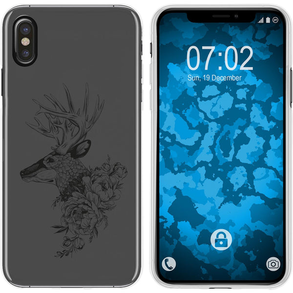 iPhone Xs Max Silikon-Hülle Floral Hirsch M7-1 Case