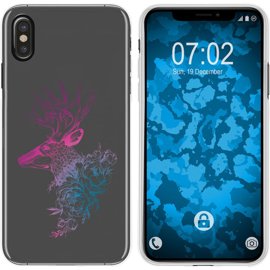 iPhone Xs Max Silikon-Hülle Floral Hirsch M7-6 Case
