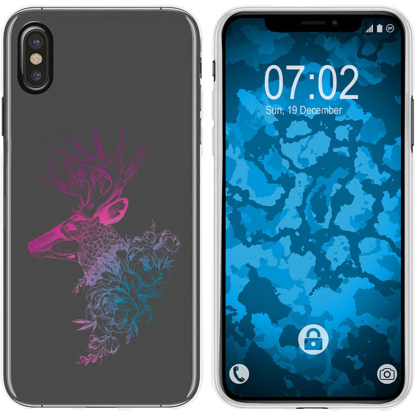 iPhone Xs Max Silikon-Hülle Floral Hirsch M7-6 Case