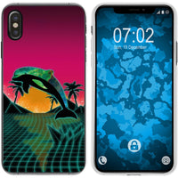 iPhone Xs Max Silikon-Hülle Retro Wave Delphin M1 Case