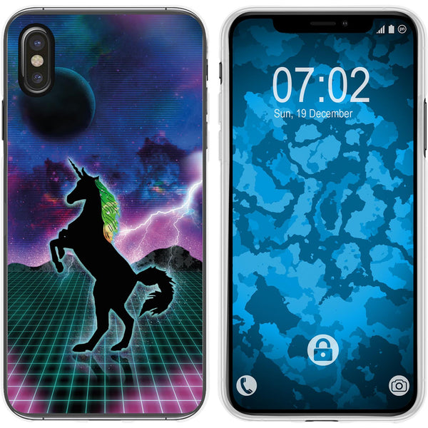 iPhone Xs Max Silikon-Hülle Retro Wave Einhorn M2 Case