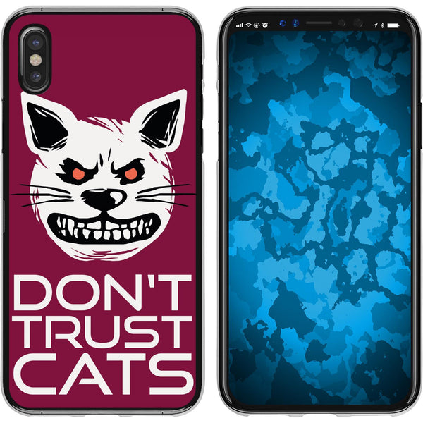 iPhone X / XS Silikon-Hülle Crazy Animals Katze M1 Case