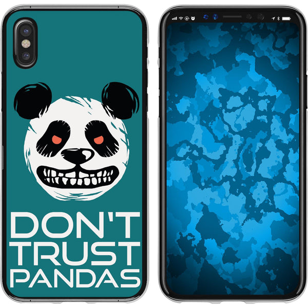iPhone X / XS Silikon-Hülle Crazy Animals Panda M2 Case